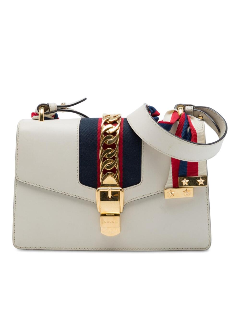 Gucci Small Calfskin Web Sylvie Satchel #358298G73B